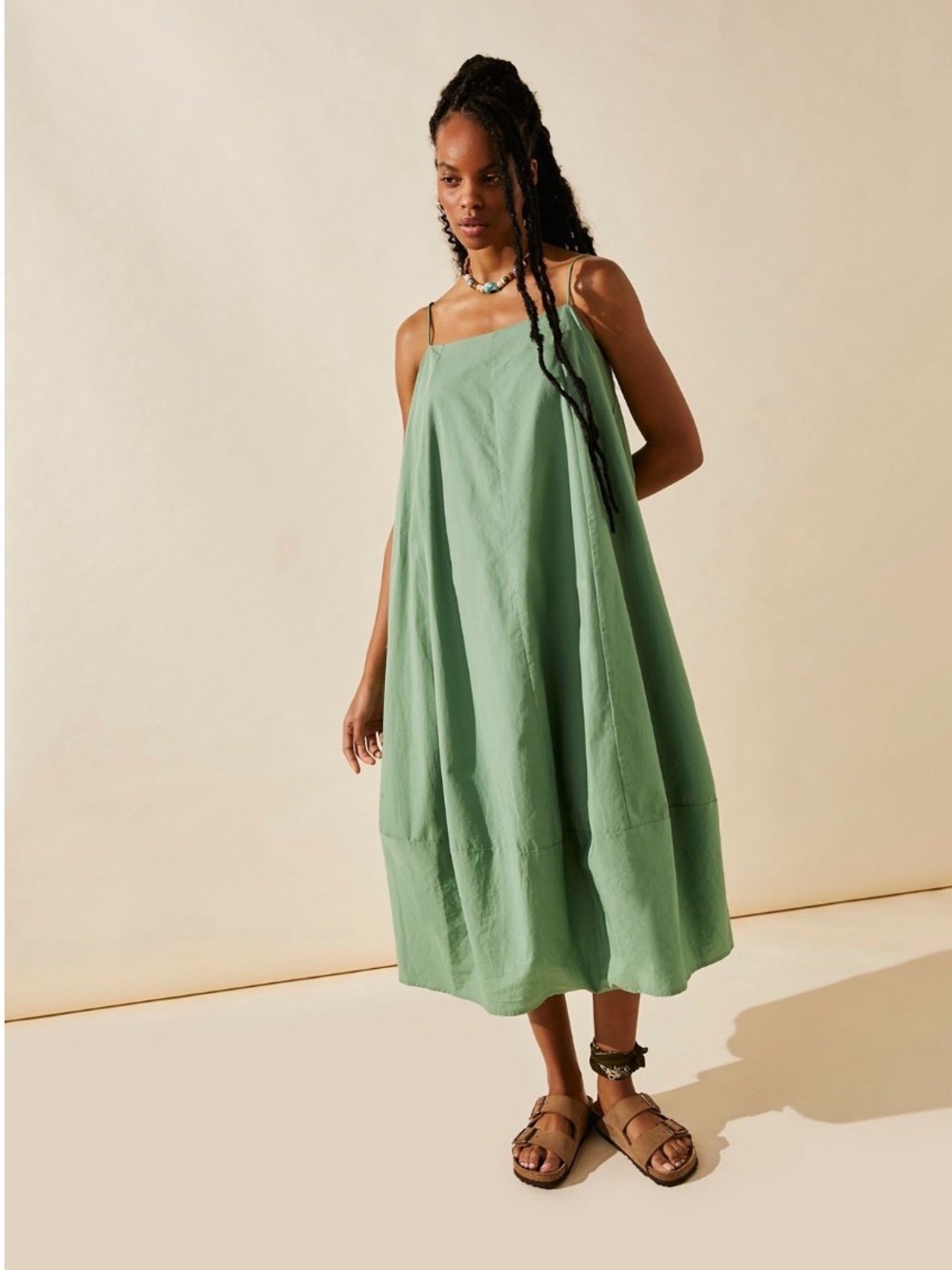 Free people green Struttin' Midi Dress size large